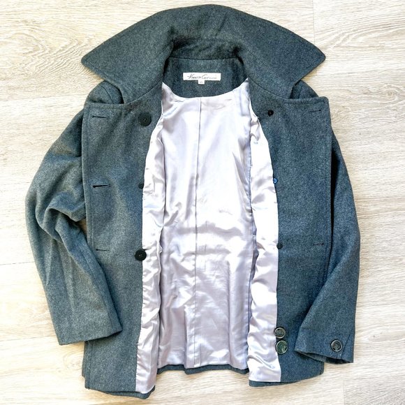 Kenneth Cole Gray Wool Blend Pea Coat, Size 14, Fully Lined - Picture 2 of 11